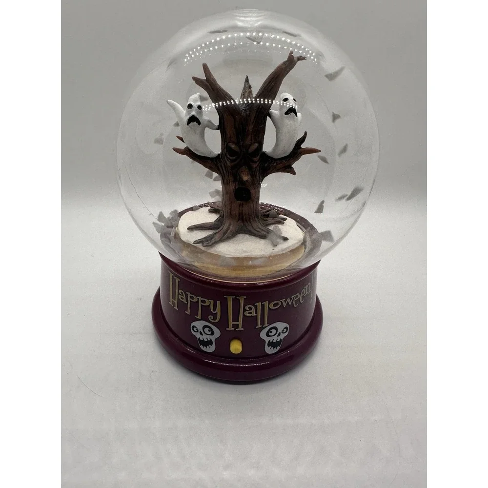 Gemmy Halloween Spooky Tree Ghost Tornado Talking Snow Globe Tested Working‎